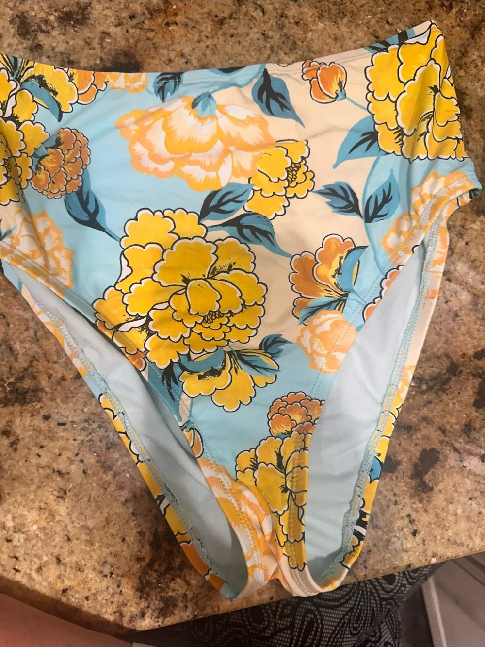 Hobie Girls Blue Yellow Floral Bikini